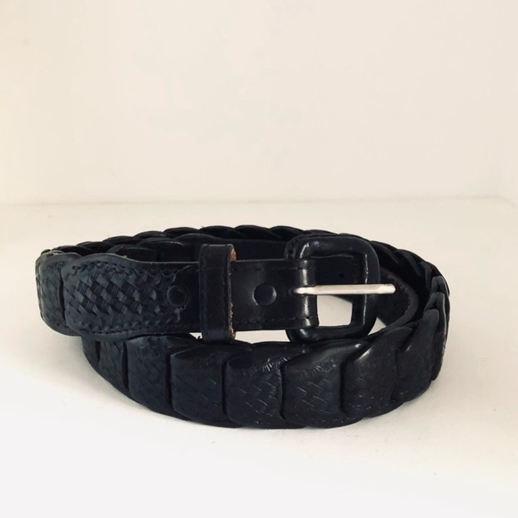 VTG Made in Mexico Black Tooled LeatherBasket chain Western Boho Belt - Picture 2 of 10
